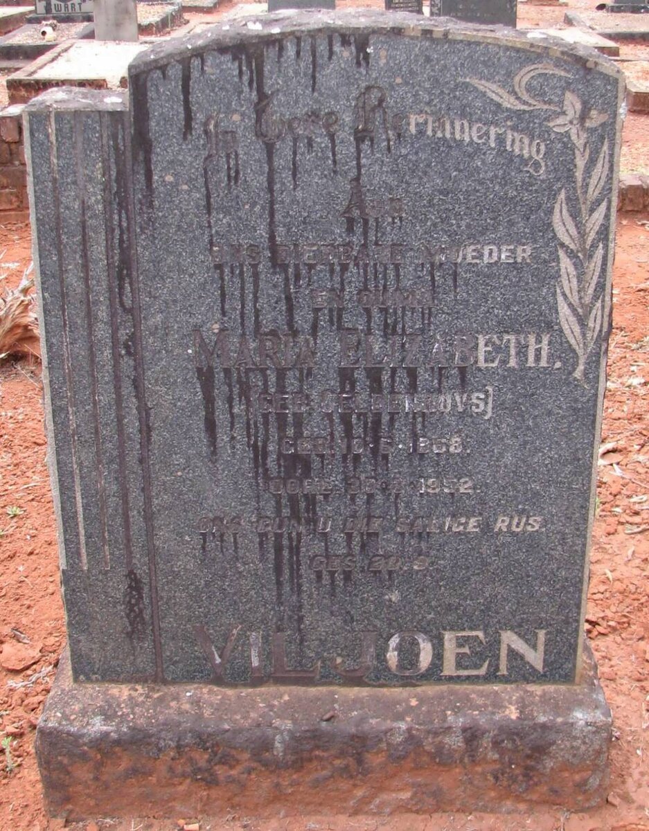 VILJOEN Maria Elizabeth nee GELDENHUYS 18?8-1952