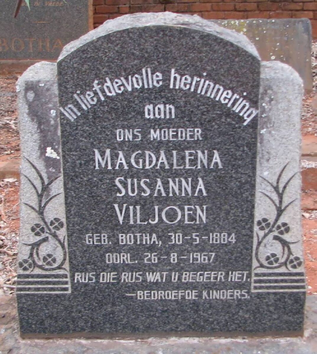 VILJOEN Magdalena Susanna nee BOTHA 1884-1967