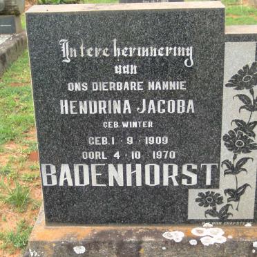 BADENHORST Hendrina Jacoba nee WINTER 1909-1970