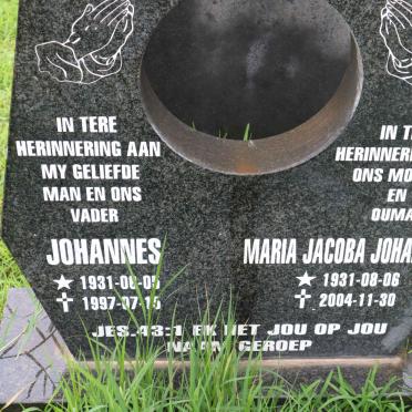 EHLERS Johannes 1931-1997 &amp; Maria Jacoba Johanna 1931-2004[b]