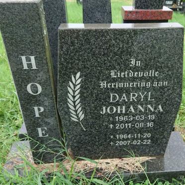 HOPE Daryl 1963-2011 &amp; Johanna 1964-2007