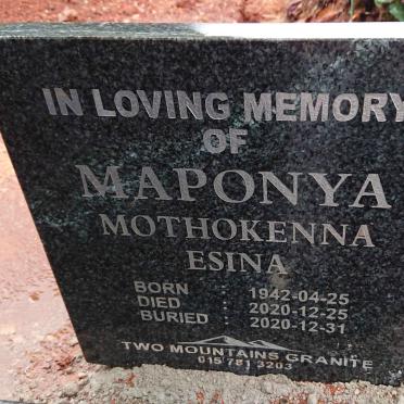 MAPONYA Mothokenna Esina 1942-2020