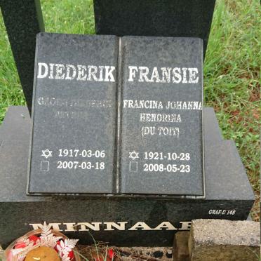 MINNAAR George Diederik Petrus 1917-2007 &amp; Francina Johanna Hendrina DU TOIT 1921-2008