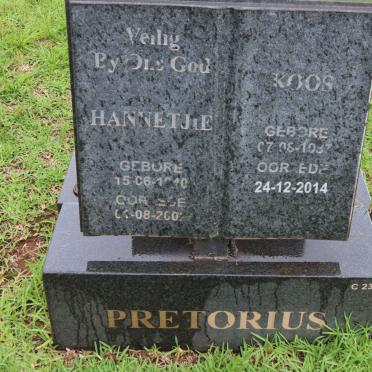 PRETORIUS Koos 1937-2014 &amp; Hannetjie 1940-2002