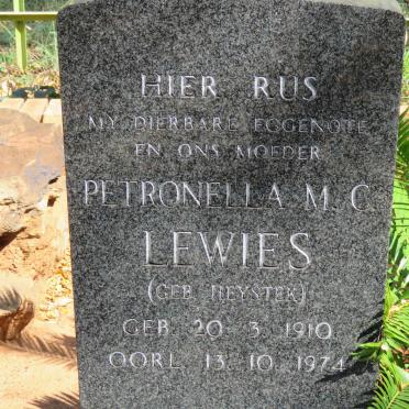 LEWIES Petronella M.C. nee HEYSTEK 1910-1974