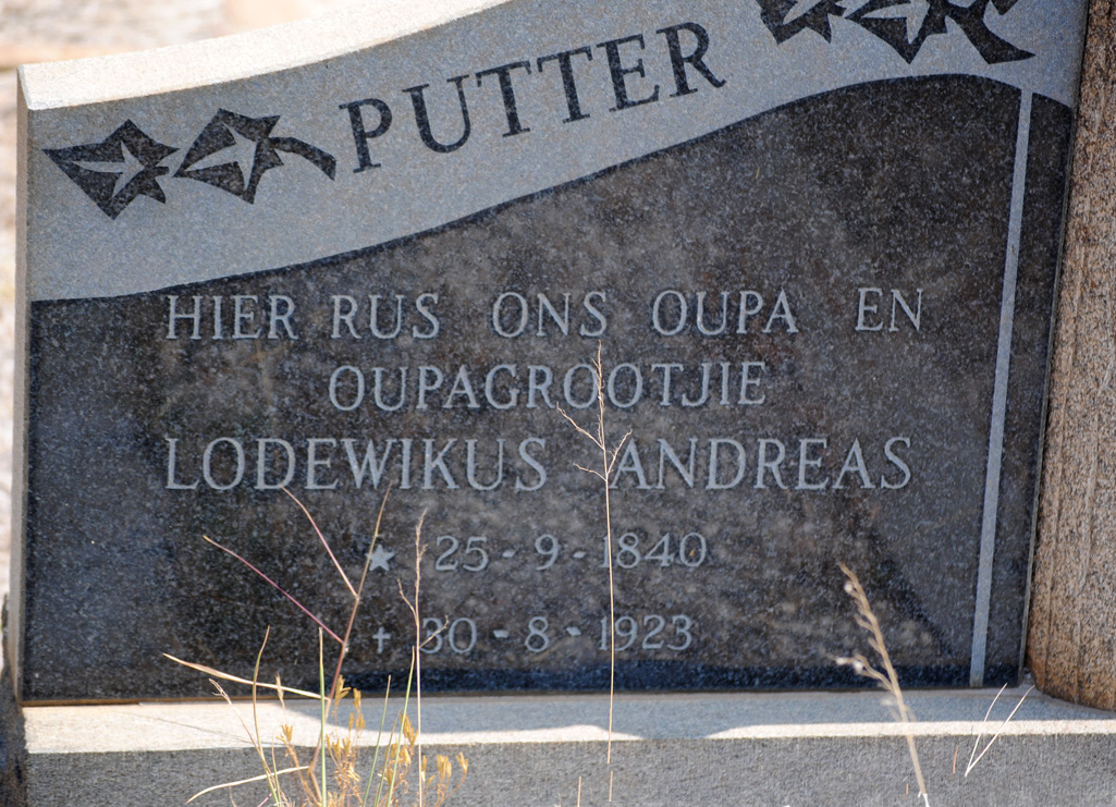 PUTTER Lodewikus Andreas 1840-1923