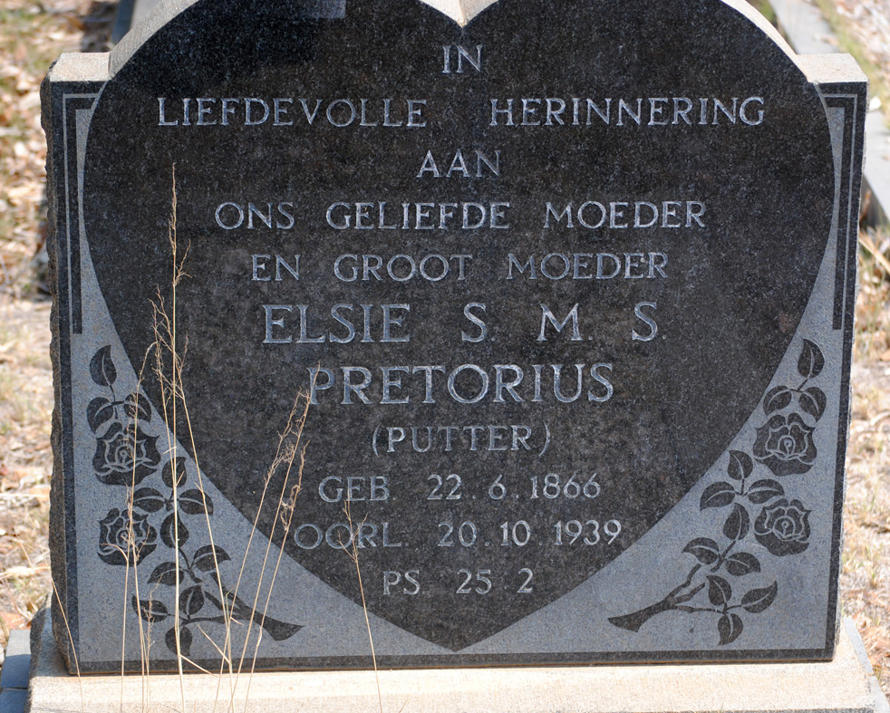 PRETORIUS Elsie S.M.S. nee PUTTER 1866-1939