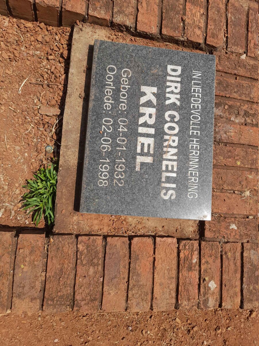 KRIEL Dirk Cornelis 1932-1998