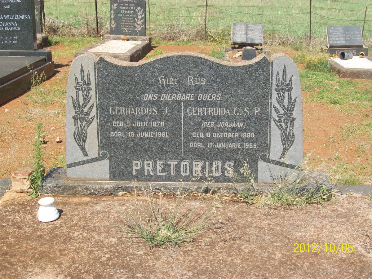 PRETORIUS Gerhardus J. 1878-1961 &amp; Gertruida G.S.P. JORDAAN 1880-1959