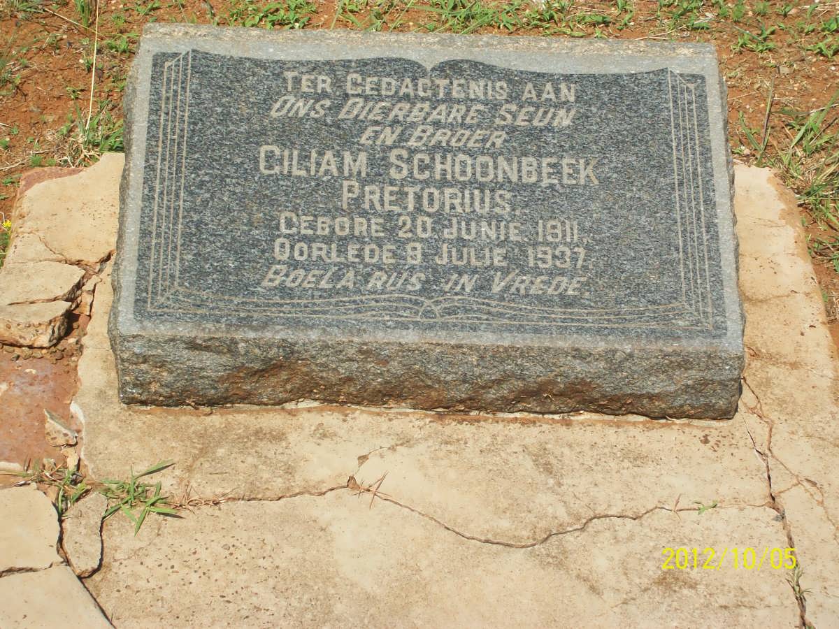 PRETORIUS Giliam Schoonbeek 1911-1937