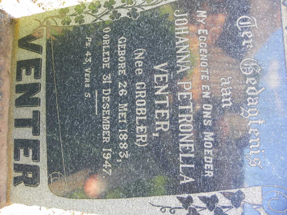 VENTER Johanna Petronella nee GROBLER 1883-1947
