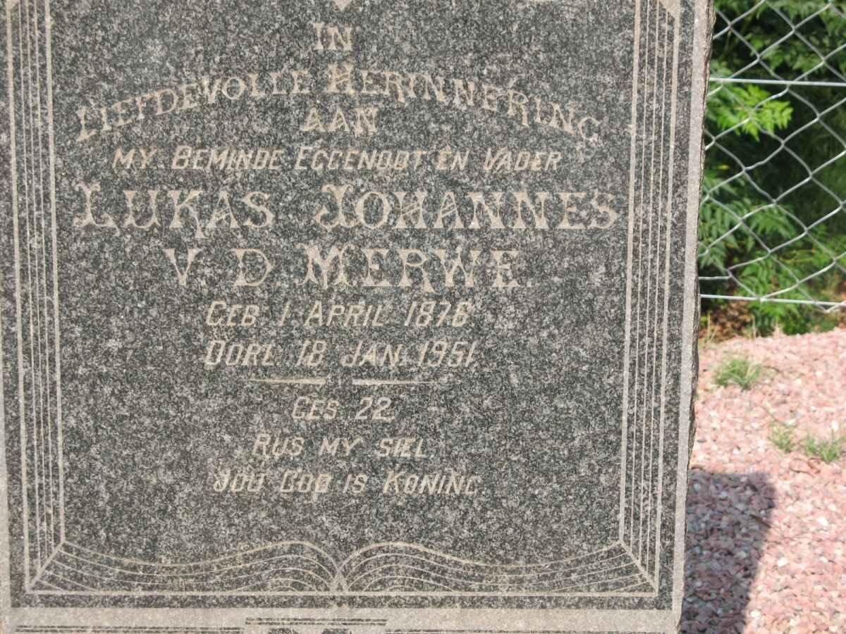 MERWE Lukas Johannes, v.d. 1876-1951