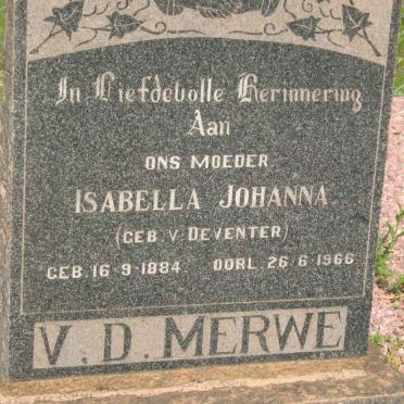 MERWE Isabella, v.d. nee v. DEVENTER 1884-1966