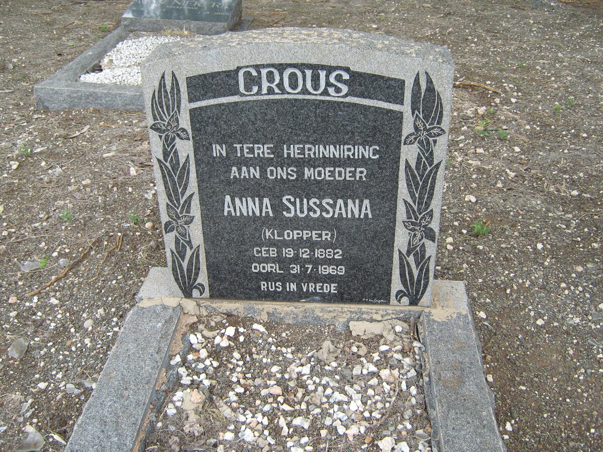 CROUS Anna Sussana nee Klopper 1882-1969
