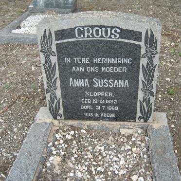 CROUS Anna Sussana nee Klopper 1882-1969