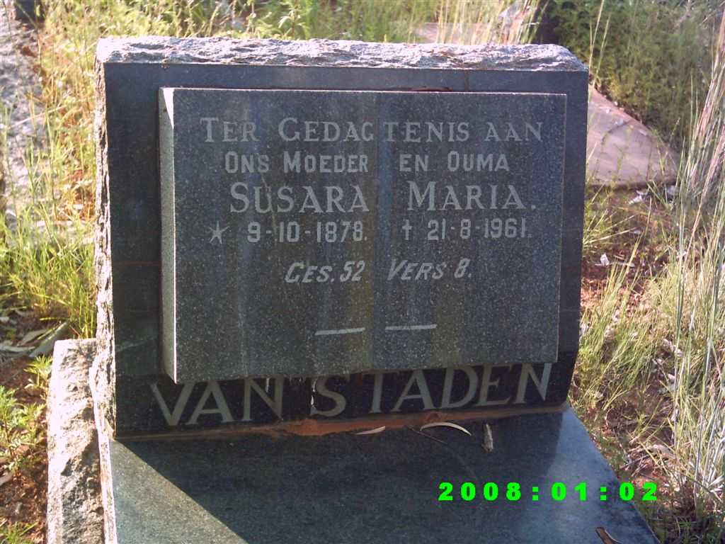 STADEN Susara Maria, van  1878-1961