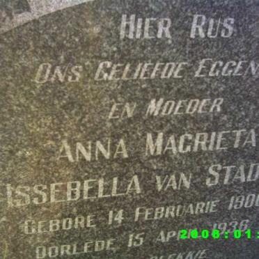 STADEN Anna Magrieta Issebella, van 1900-1936