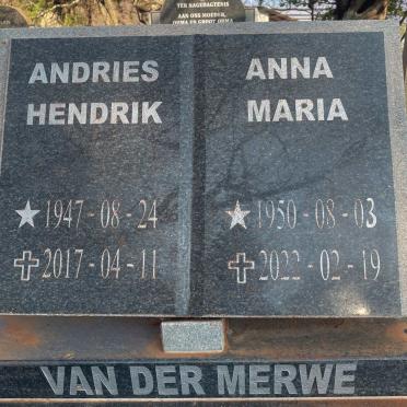 MERWE Andries Hendrik, van der 1947-2017 & Anna Maria 1950-2022