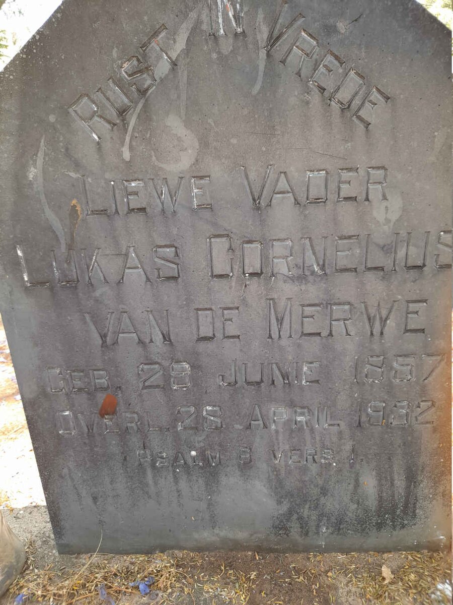 MERWE Lukas Cornelius, van de 1857-1932