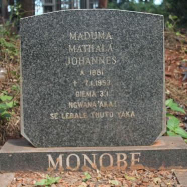 MONOBE Maduma Mathala Johannes 1881-1953