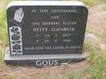 GOUS Hetty Elizabeth 1907-1983
