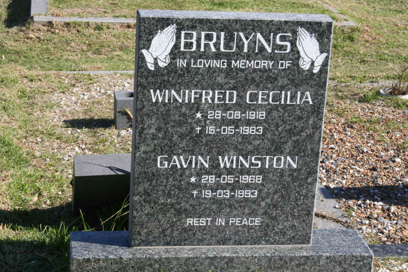 BRUYNS Winifred Cecilia 1918-1983 :: BRUYNS Gavin Winston 1968-1993