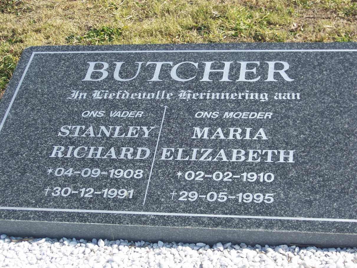 BUTCHER Stanley Richard 1908-1991 & Maria Elizabeth 1910-1995