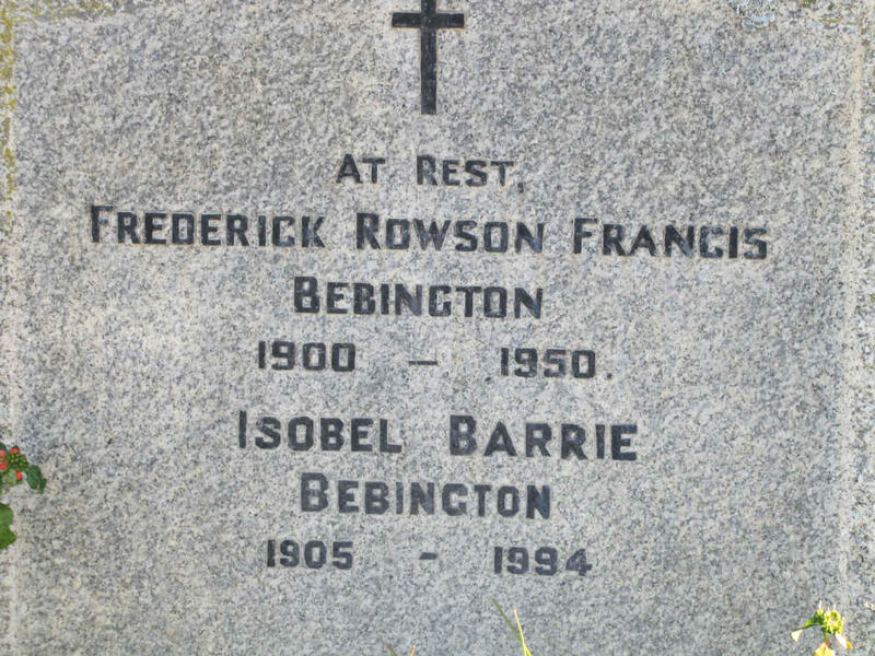 BEBINGTON Frederick Rowson Francis 1900-1950 & Isobel Barrie 1905-1994