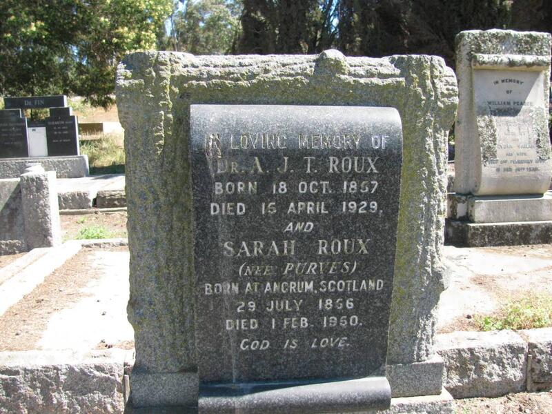 ROUX A.J.T. 1857-1929 & Sarah PURVES 1856-1950