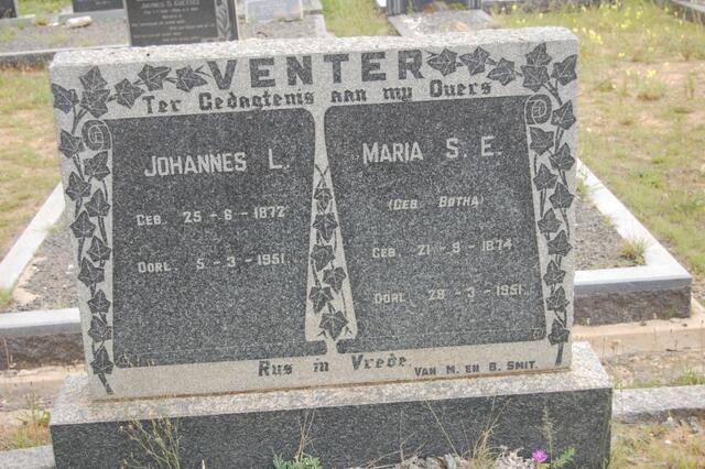 VENTER Johannes L. 1872-1951 & Maria S.E. BOTHA 1874-1951