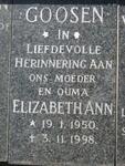 GOOSEN Elizabeth Ann 1950-1998