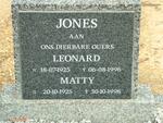 JONES Leonard 1925-1996 & Matty 1925-1998
