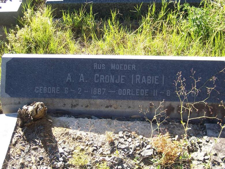 CRONJE A.A. nee RABIE 1887-1970