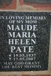 PATE Maude Maria Helen 1937-2007