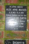 MADSEN Alex Arne 1913-1978 & Lovey Alice Curtis GRIFFITHS 1917-1998