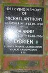 O'BRIEN Michael Anthony 1914-1988 & ?ada Annie 1913-2006