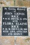 RICE John Lionel 1905-1978 & Flora Elaine 1909-2001