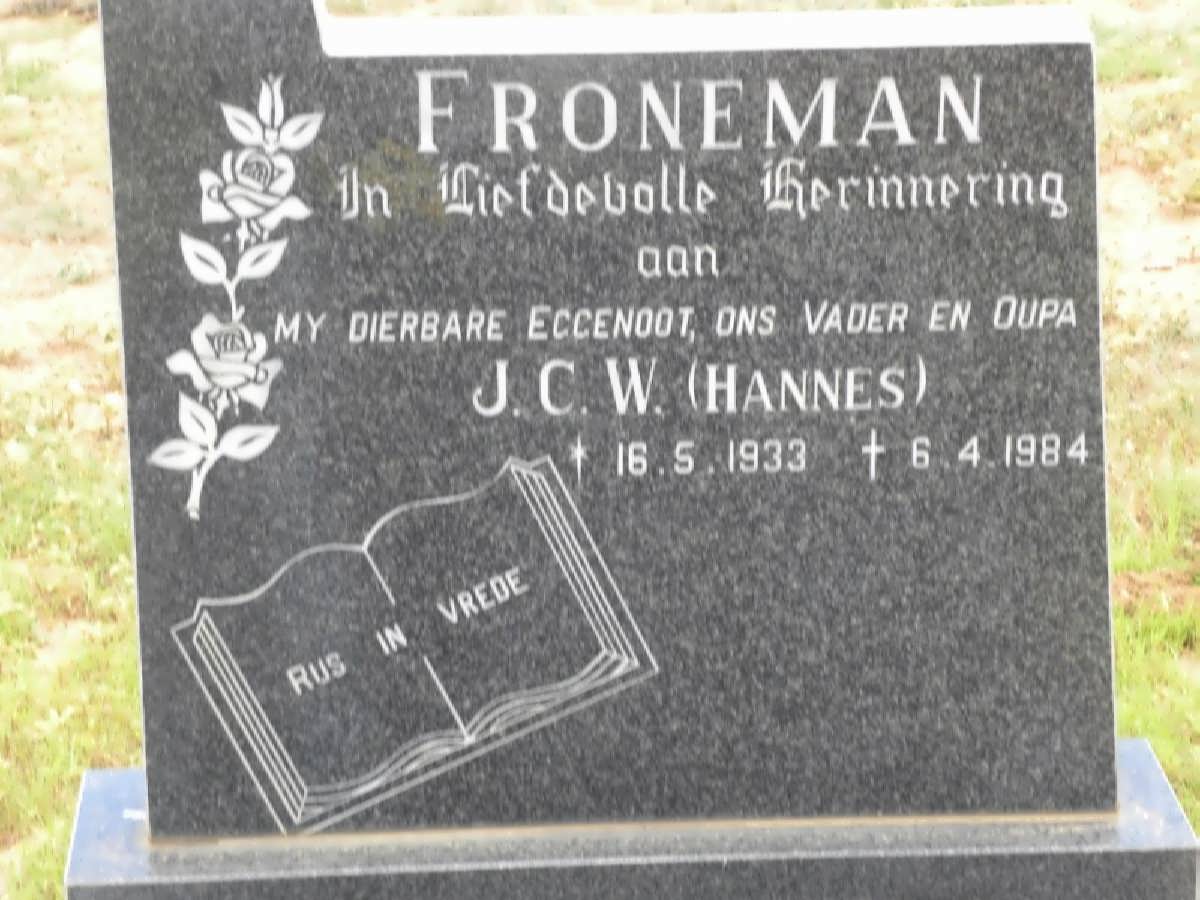 FRONEMAN J.C.W. 1933-1984