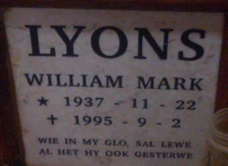 LYONS William Mark 1937-1995