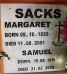 SACKS Samuel 1915-2002 & Margaret 1925-2001