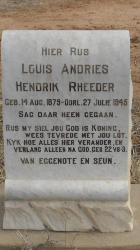 RHEEDER Louis Andries Hendrik 1879-1945