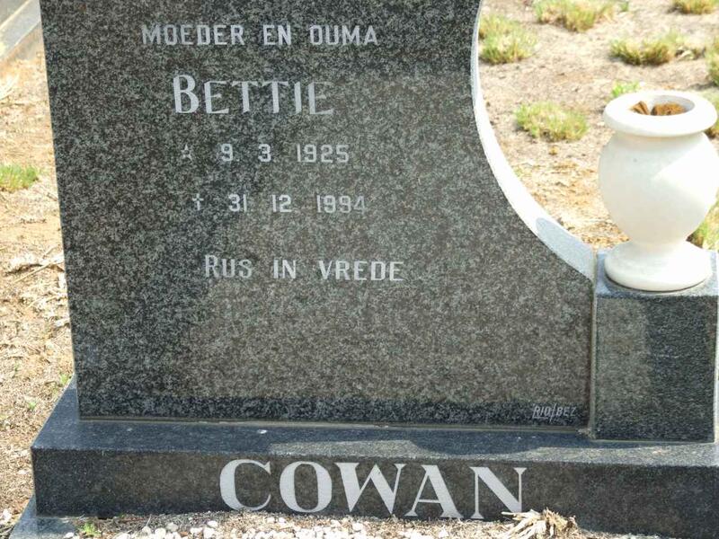 COWAN Bettie 1925-1994