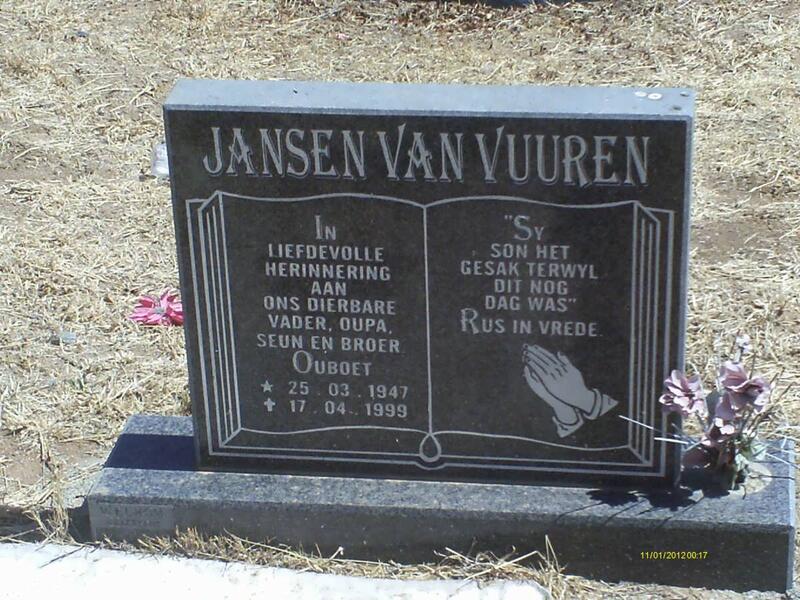 VUUREN Ouboet, Jansen van 1947-1999
