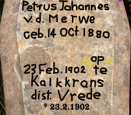 MERWE Petrus Johannes, v.d. 1880-1902