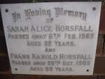 HORSFALL Frank Harold -1969 & Sarah Alice -1969