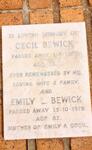 BEWICK Cecil -1967 & Emily L. -1978