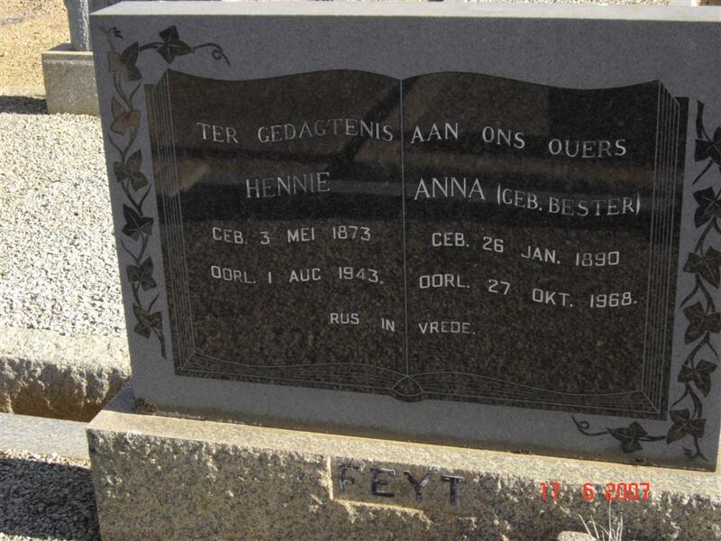 FEYT Hennie 1873-1943 & Anna BESTER 1890-1968