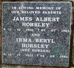 HORSLEY James Albert 1910-1965 & Irma Beryl HOWARD 1913-1985