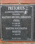 PRETORIUS Matthys Michiel Johannes 1938-2014 & Martha Magdalena 1939-