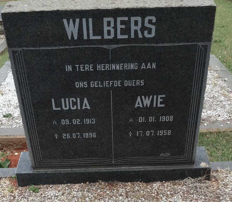 WILBERS Awie 1908-1958 & Lucia 1913-1996